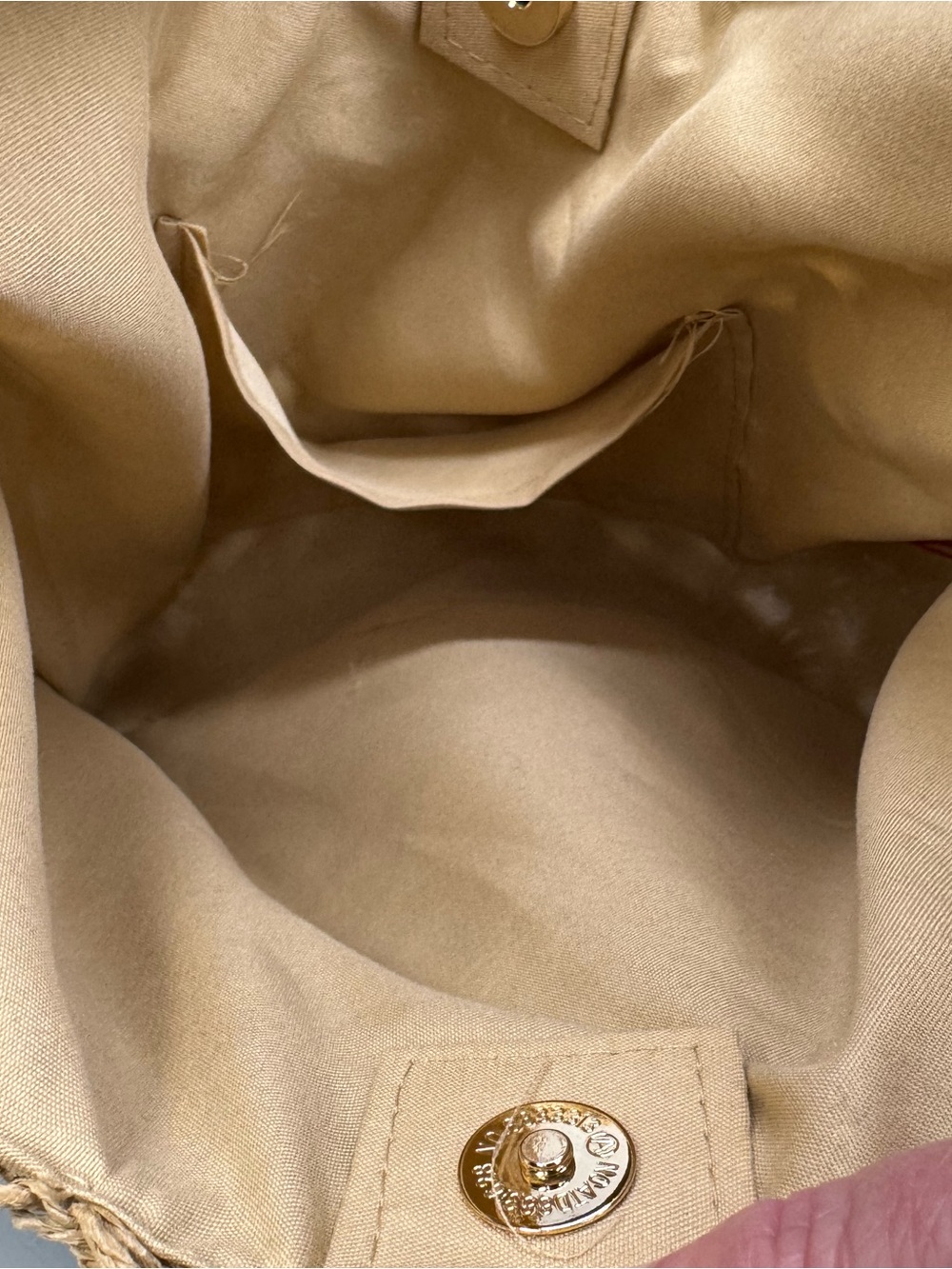 Catherine Malandrino Khaki Woven Straw Fall Hobo Shoulder Bag Minimalist - Picture 7 of 9
